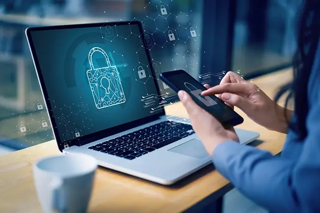 Business technology Antivirus Alert Protection Security and Cyber Security Firewall Cybersecurity and information technology